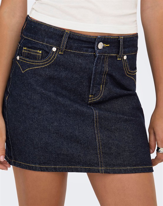 OnlJuicy HW Western Short Nederdel - Dark Blue Denim
